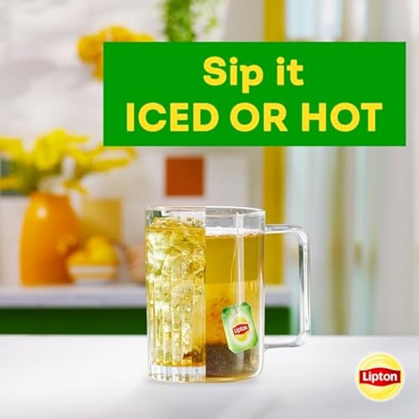 LIPTON PEACH GREEN TEA BAGS, FLAVORED, UNSWEETENED TEABAGS FOR HOT TEA OR PEACH ICED TEA WITH CAFFEINE AND FLAVONOIDS, 20 TOTAL TEA BAGS
