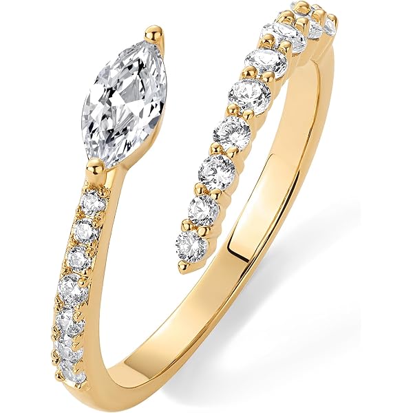 14K Gold Plated Cubic Crossover Chunky Eternity Ring | Open Twist Amazon.com: PAVOI Rhodium Plated Cubic Zirconia Crossover  main image 3