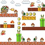 KEOJUE Super Mario Brothers Wall Decals Stickers, Build a Scene Wall Stickers Vinyl Peel and Stick Video Game Wall Art Decor 