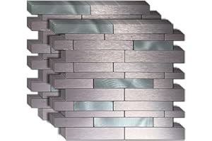 sanyeskkiy 10-Sheet Peel and Stick Backsplash Tile, PVC Mixed Meta,l Stick on Kitchen, Bathroom Vanities, Fireplace Décor, Laundry Table(11.7" X 11.3") (10, Pink)