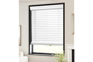 LazBlinds 2-inch Cordless Faux Wood Blinds with Royal Valance, Room Darkening Horizontal Window Blinds, Inside Mount Blinds for Windows - Fit for Window 23'' W x 72'' H - White