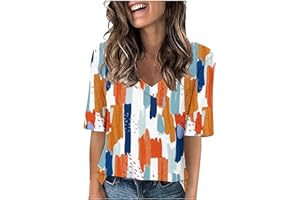 TAWOP Ladies Tops and Blouse 1/2 Sleeve Summer Shirts Solid Color Basic Tops Casual Tee Shirts Loose Fitted Tunic Tops