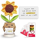 Gossby Handmade Positive Sunflower Doll Crochet Plant - Appreciation Thank You for Being an Important Part Gift for Coworker, Sister Friend, Teacher - Mothers Day, Christmas, Birthday Gift Women, Men