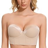SEA BBOT Women Anti-Slip Strapless Bra Longline Padded Push Up Bra