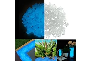 Lechloris 1" Glow in The Dark Rocks- >450pcs (2.4LB) Glowing Acrylic Stones for Outdoor Garden Landscaping Pathway - Glowing Luminous Rocks for Indoor Fish Tank Aquarium Planter Vase Filler - Blue