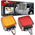 2x Truck Turn Signal Light - Trailer Pedestal light with Amber/Red 39 Square LED Fender Stud Mount Double Face Light for Pete
