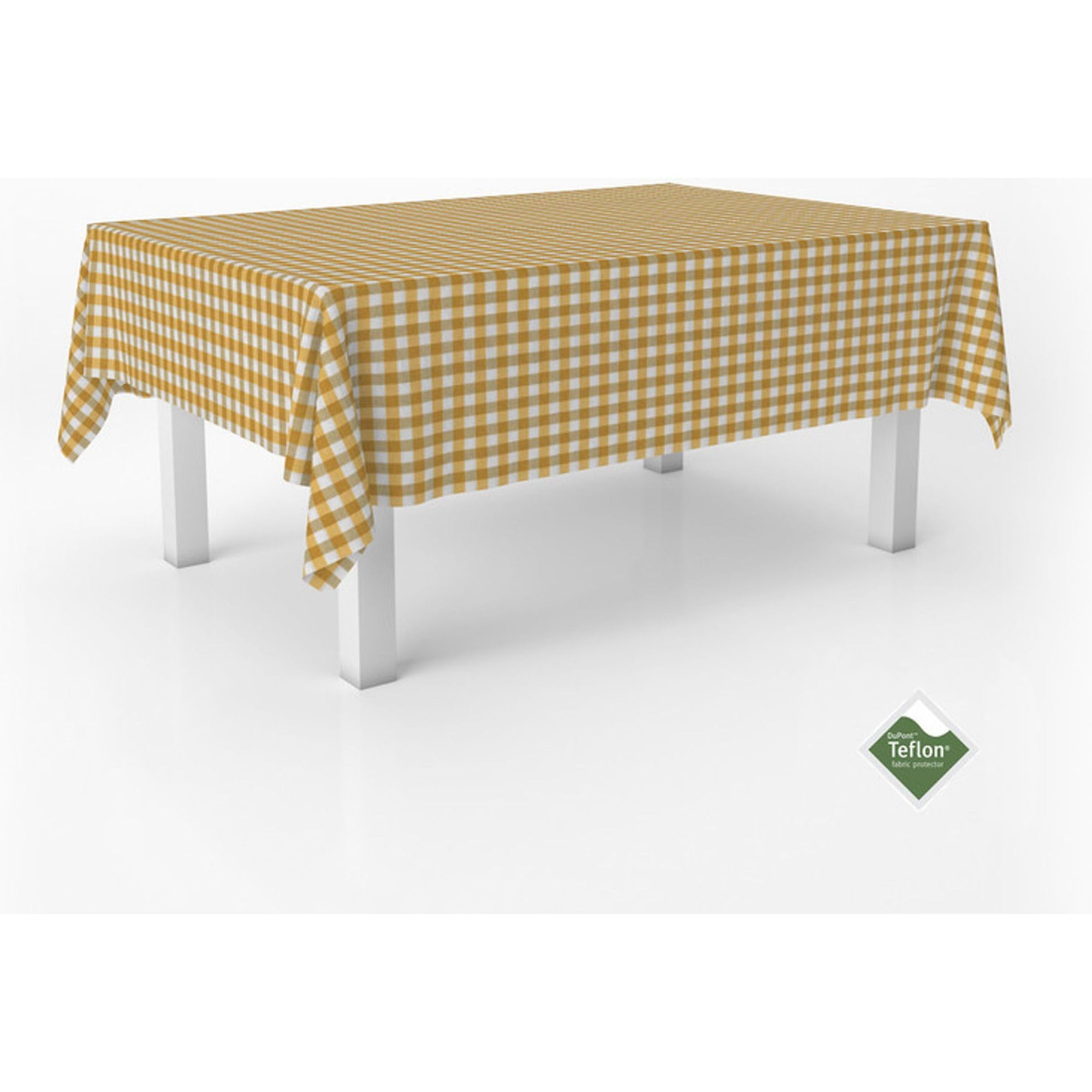 ECOMMERC3 | Stain Resistant Vichy Tablecloth for Rectangular Table Size 180 x 140 cm - Vichy Tablecloth Extra Soft and Waterproof Touch Gold