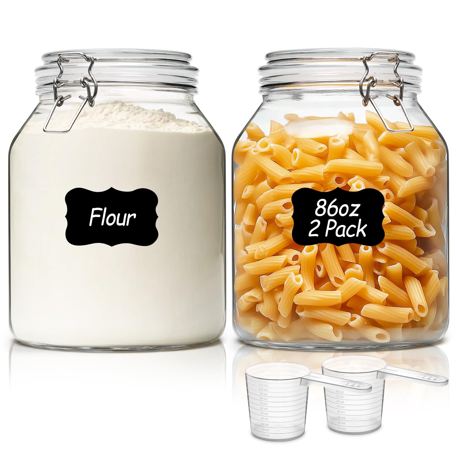 Photo 1 of ComSaf Glass Jars with Airtight Lid 86 oz, Wide Mouth Mason Jars, Canning Jars, Large Glass Storage Containers with Lids, Flour Sugar Storage Containers, Large Canister for Rice, Pickle, Set of 2