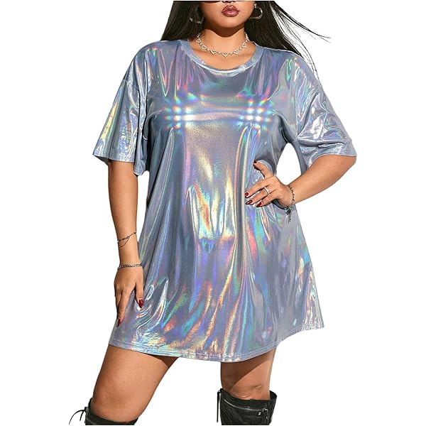 Nite closet Metallic Gold Shirt Women Plus Size Loose Sequined Tops Shiny  Long Punk Rock Clothing (4-6, Gold) at Amazon Women's Clothing store