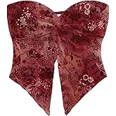 Milumia Women Floral Bandeau Tops Going Out Twisted Front Strapless Crop Tube Tops
