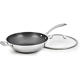 Cuisinart FusionPlus Nonstick Stainless Steel Cookware, 12-Inch Wok Pan with Cover and Helper, PFAS-Free PURELYSEAR Ceramic Technology, Scratch Proof, Cool Grip Handles, Dishwasher Safe, FPS26-30HC