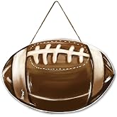 Smile Football Decor Wooden Door Hanger Football Season | Football wall decor Front Door Sign for Home Entryway Game Day Party