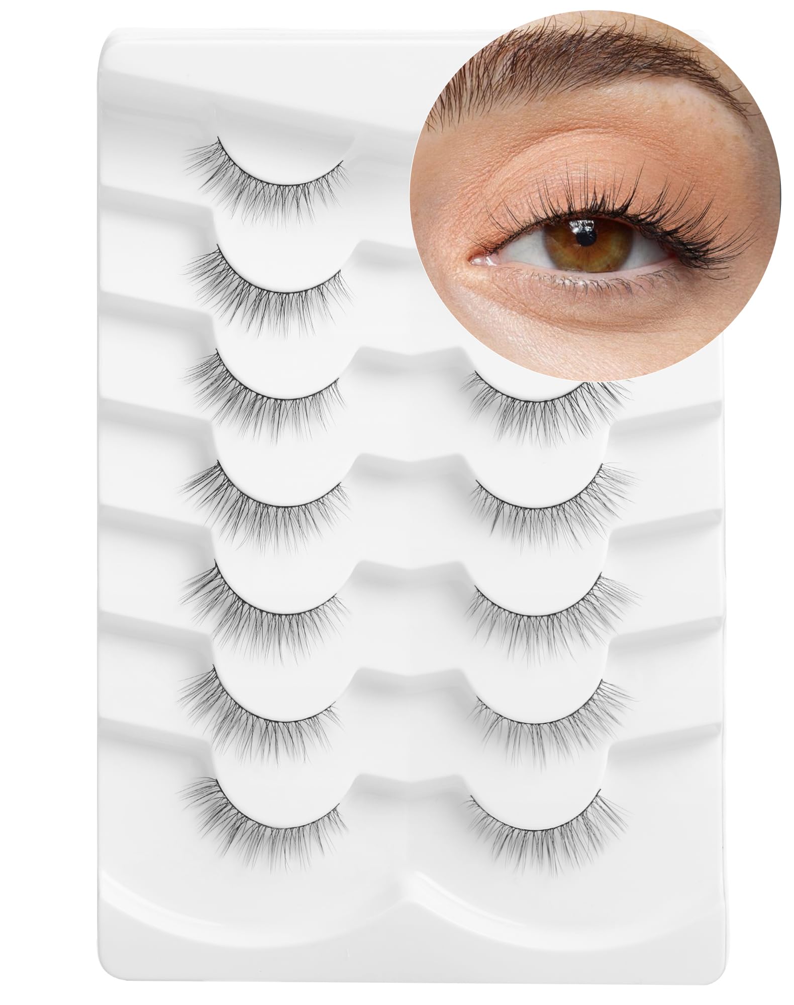 Onlyall Small Lashes Natural Look False Eyelashes Wispy Very Natural Flared Eyelash False Short Eye Lash Soft Fluffy7 Pairs DK32 — image 1