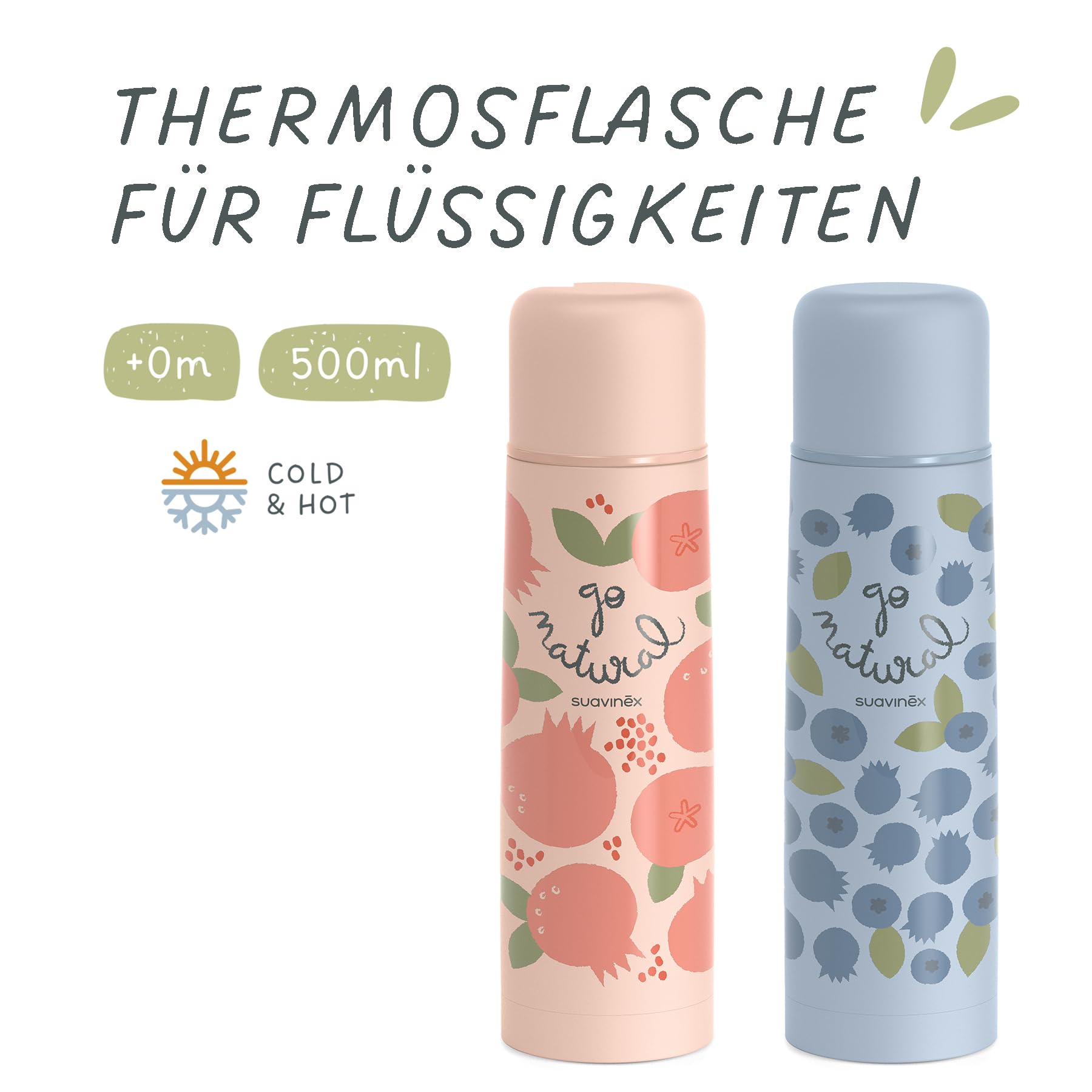 Suavinex, Thermoskanne Baby Unterwegs, Thermosflasche 500 ml Isolierflasche, Edelstahl, Hermetischer Schraubverschluss, Heidelbeere, Blau, 500 ml 6
