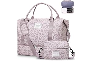 WOOMADA Weekender Overnight Bag for Women, Shoulder Travel Duffel with Shoes Compartment,Gym Bag with Toiletry Bag