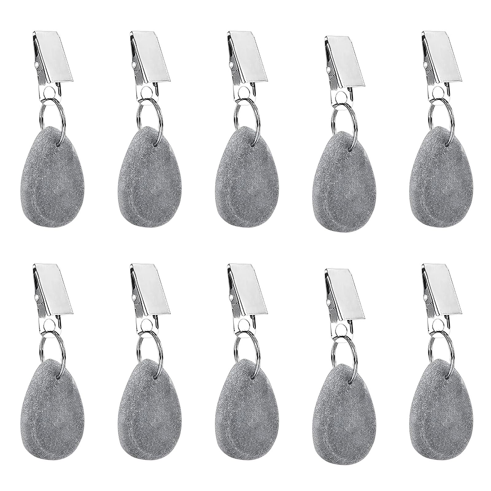 ZHXGO 10Pcs Marble Tablecloth Weights, Picnic Table Weights Clips, Table Cover Weights Hangers, Gray Teardrop Tablecloth Weights, Tablecloth Pendants Stone for Picnic Wedding Decoration