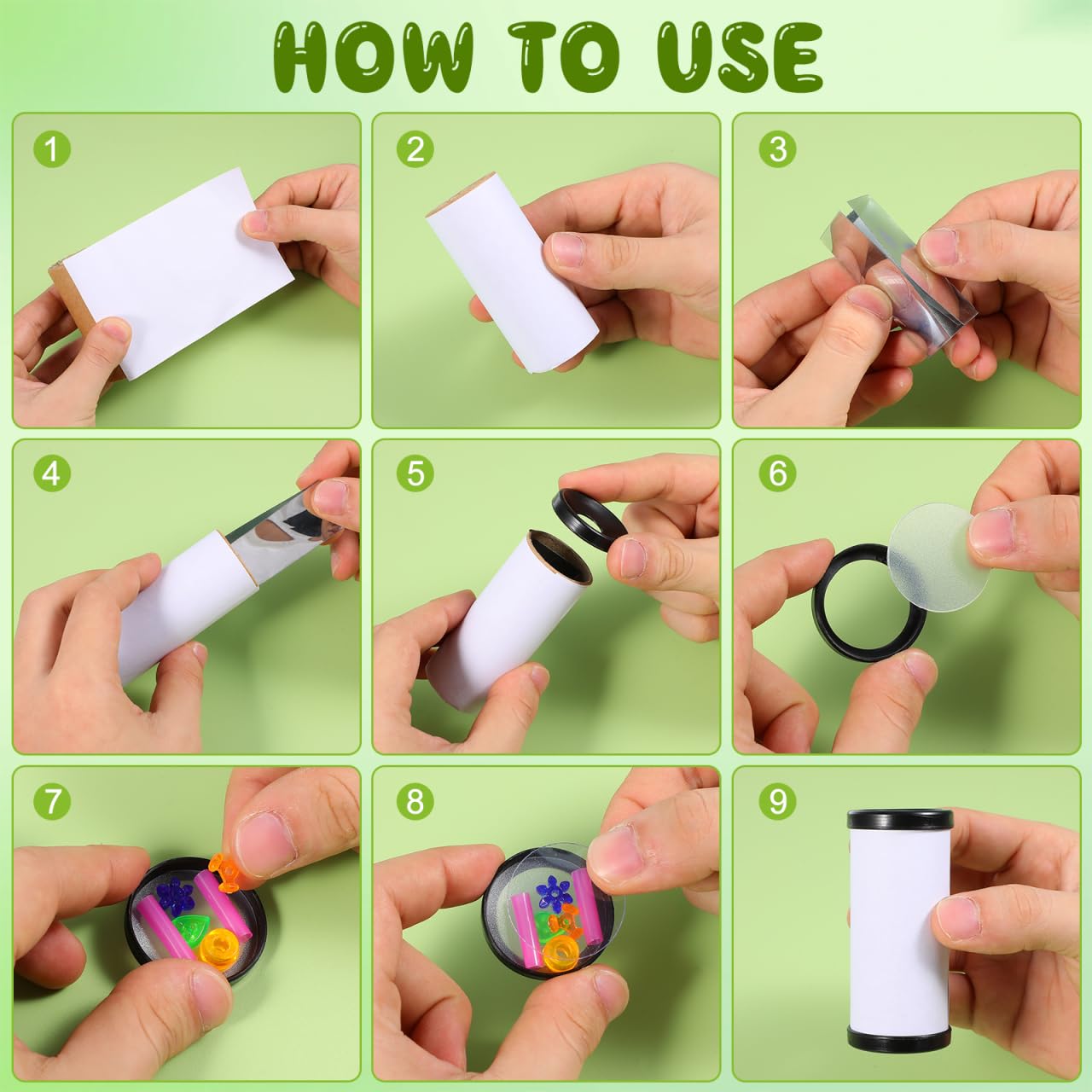 ifundom 10 Sets DIY Kaleidoscope Kit for Kid Small Children's DIY Kaleidoscope Creative Kaleidoscope Toys Paper Plastic Kaleidoscope Making Kit