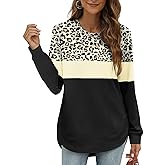 OFEEFAN Womens Sweatshirt Crewneck Long Sleeve Shirts High Low Tops Curved Hem