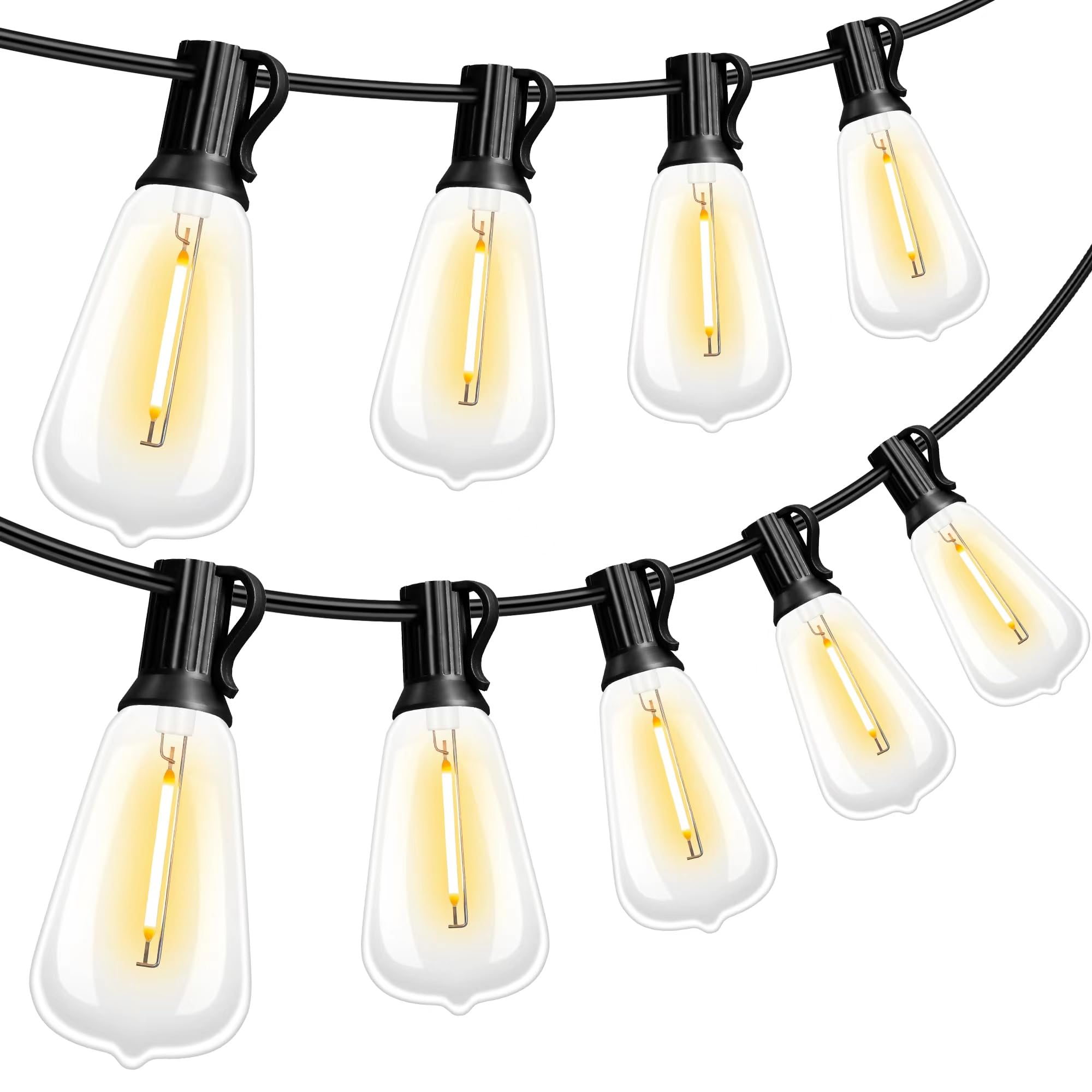 Photo 1 of Outdoor String Lights,28FT LED patio lights outdoor waterproof Dimmable Plug with Timer Function,11(1 spare) ST38 Shatterproof Bulbs,Edison String Lights for Outdoor/Indoor Commercial Decor