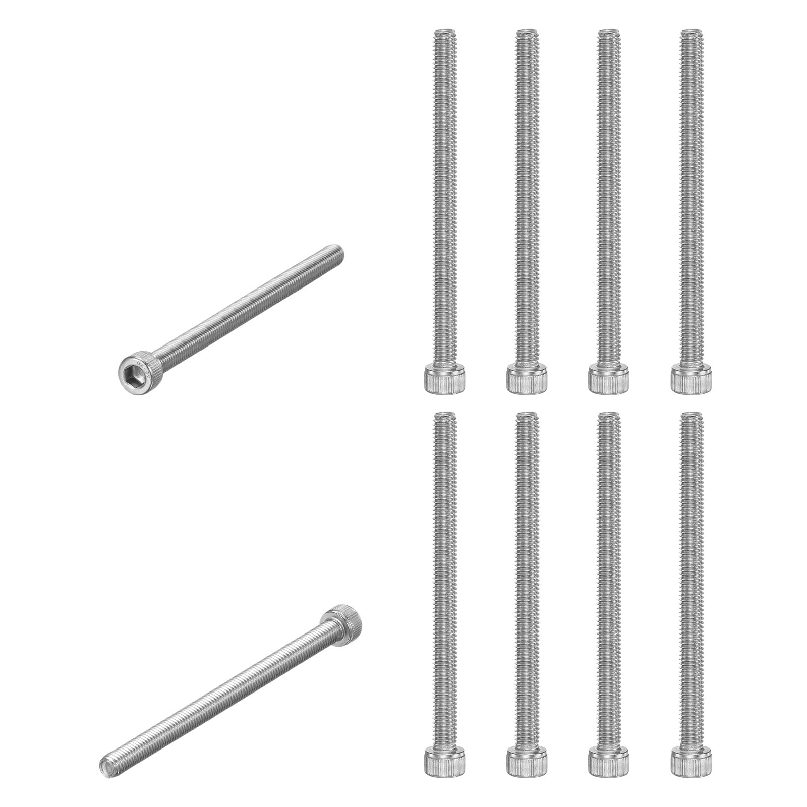 M METERXITY 10-Pack Socket Head Cap Screws Bolts M6x90mm 1mm Pitch Button Head Socket Screws 304 Stainless Steel Hex Socket Bolts [Silver]