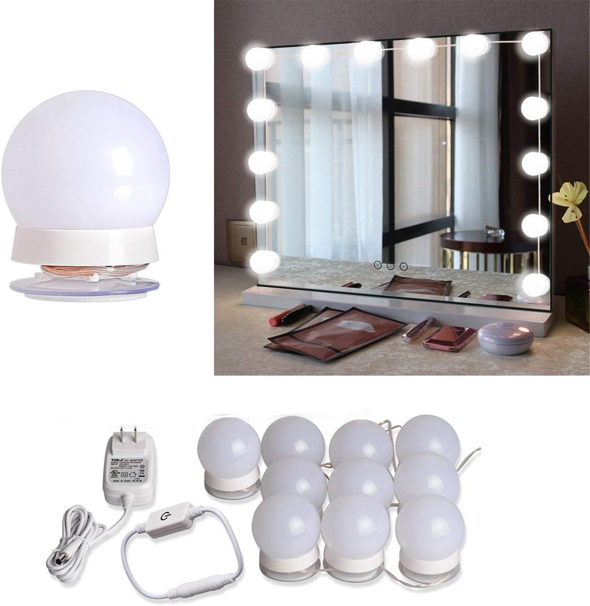Vanity Light Makeup Mirror Light Taotens Bathroom Vanity Light Kit Diy Mirror Light Kit For Cosmetic Hollywood Make Up Mirror With Remote Control 10ft 60led 6000k White Mirror Not Included Amazon Co Uk Lighting