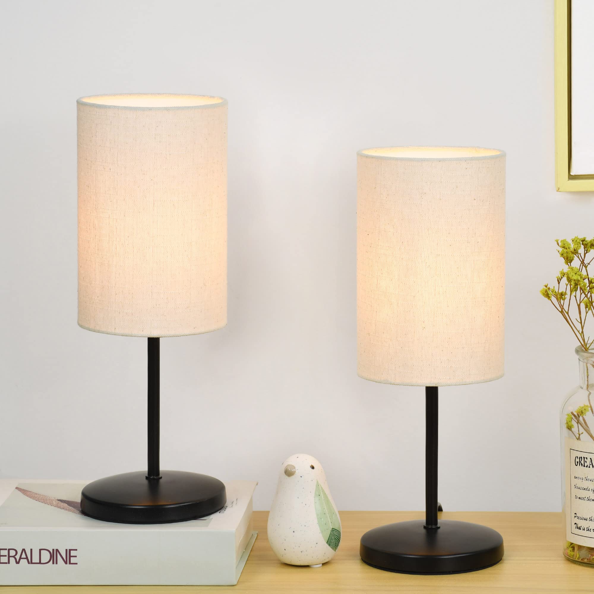 Photo 1 of Lampwell Alee Small Table Lamp for Living Room,Set of 2,Modern Kids Night Table Lamp,?4.33×H12.21IN,Bulb Excluded,Black
