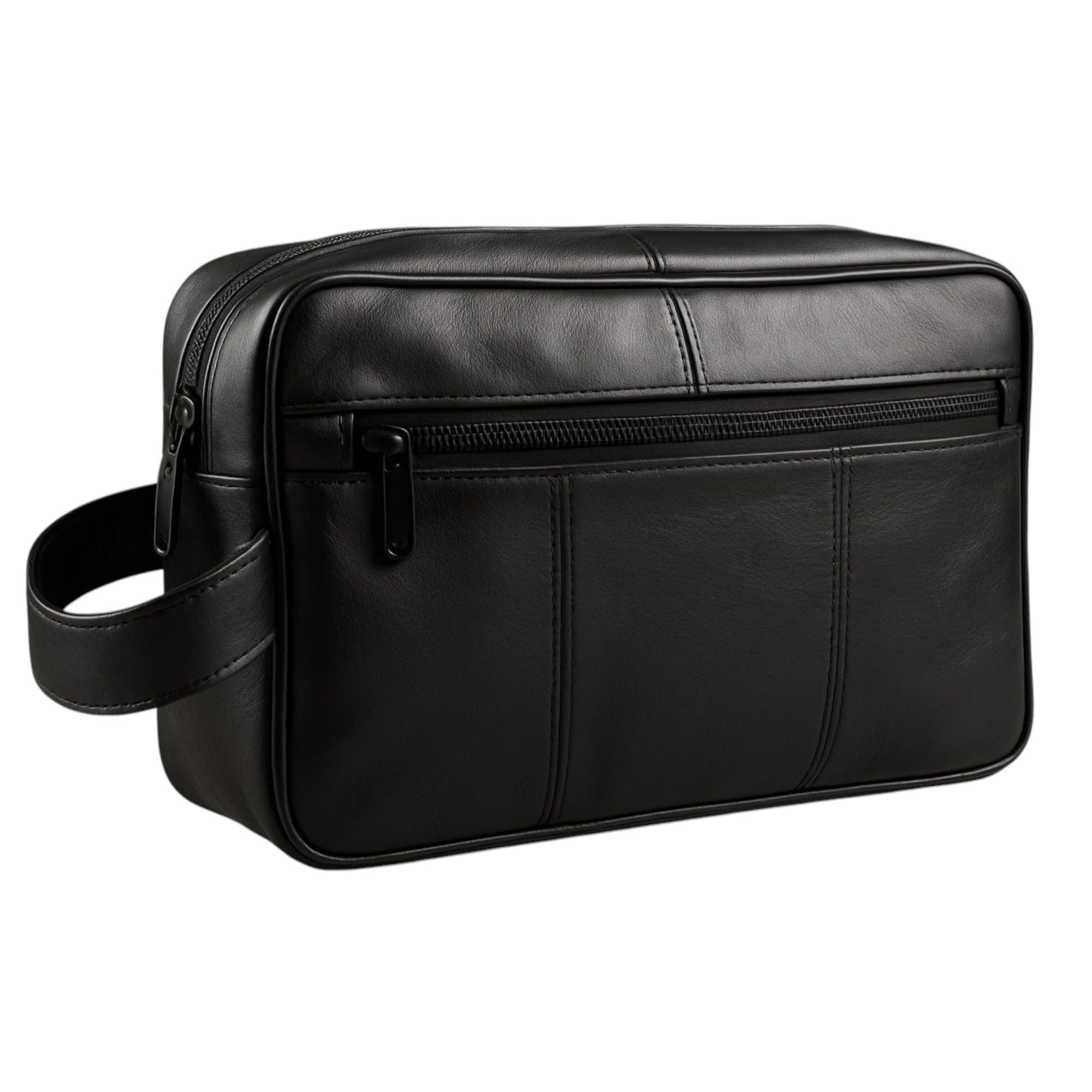 RAS WALLETS Mens Genuine Leather Travel Overnight Wash Gym Toiletry Shaving Bag 3510 Black