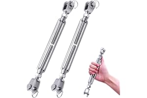 Autokcan 2PCS 1/2” X 12.5” M12 304 Stainless Steel Turnbuckle Extra Large Heavy Duty Turnbuckles for Cable Wire, 1100 LBs Load
