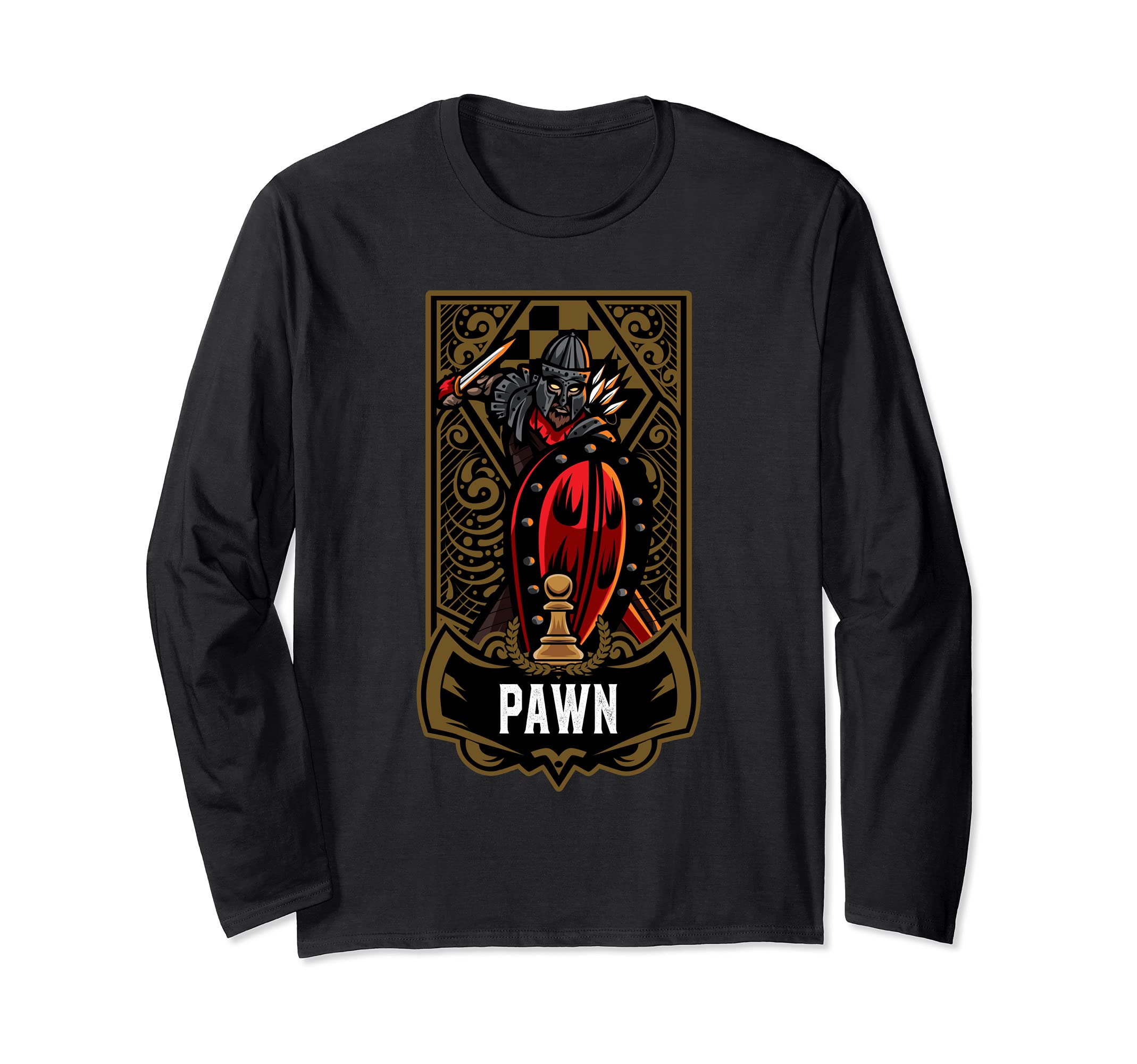 Pawn Chess Game Piece Chess Club Players Gambit Red Team Long Sleeve T-Shirt