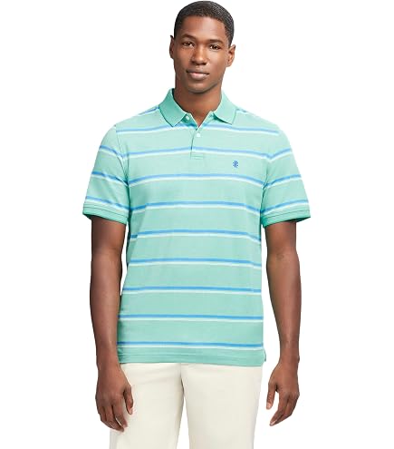 Izod Men's Short Sleeve Interlock Polo Shirt, Beryl Green, Small