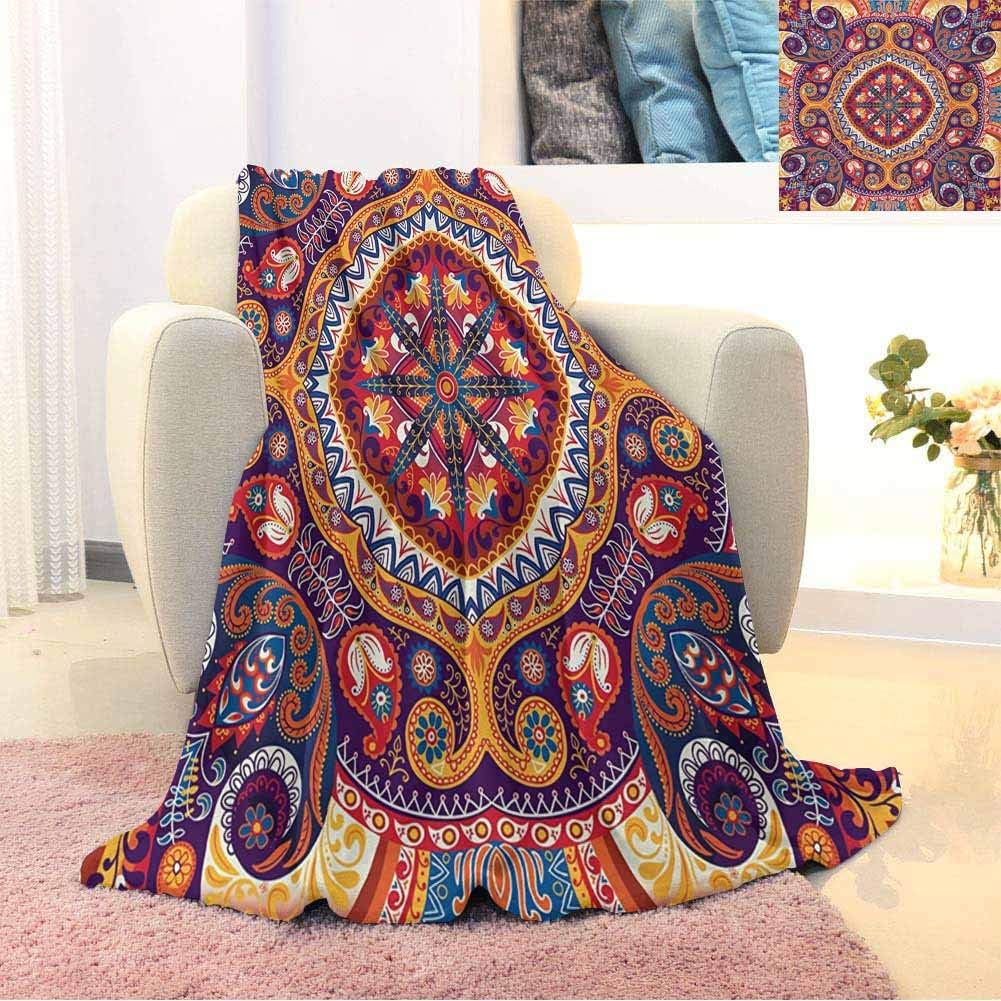 GGACEN Paisley Children's Blanket Arabic Style Ornamental Rug Pattern Inspired Design with Flowers and Leaves Lightweight Soft Warm and Comfortable W60 x L70 Inch Multi Colored