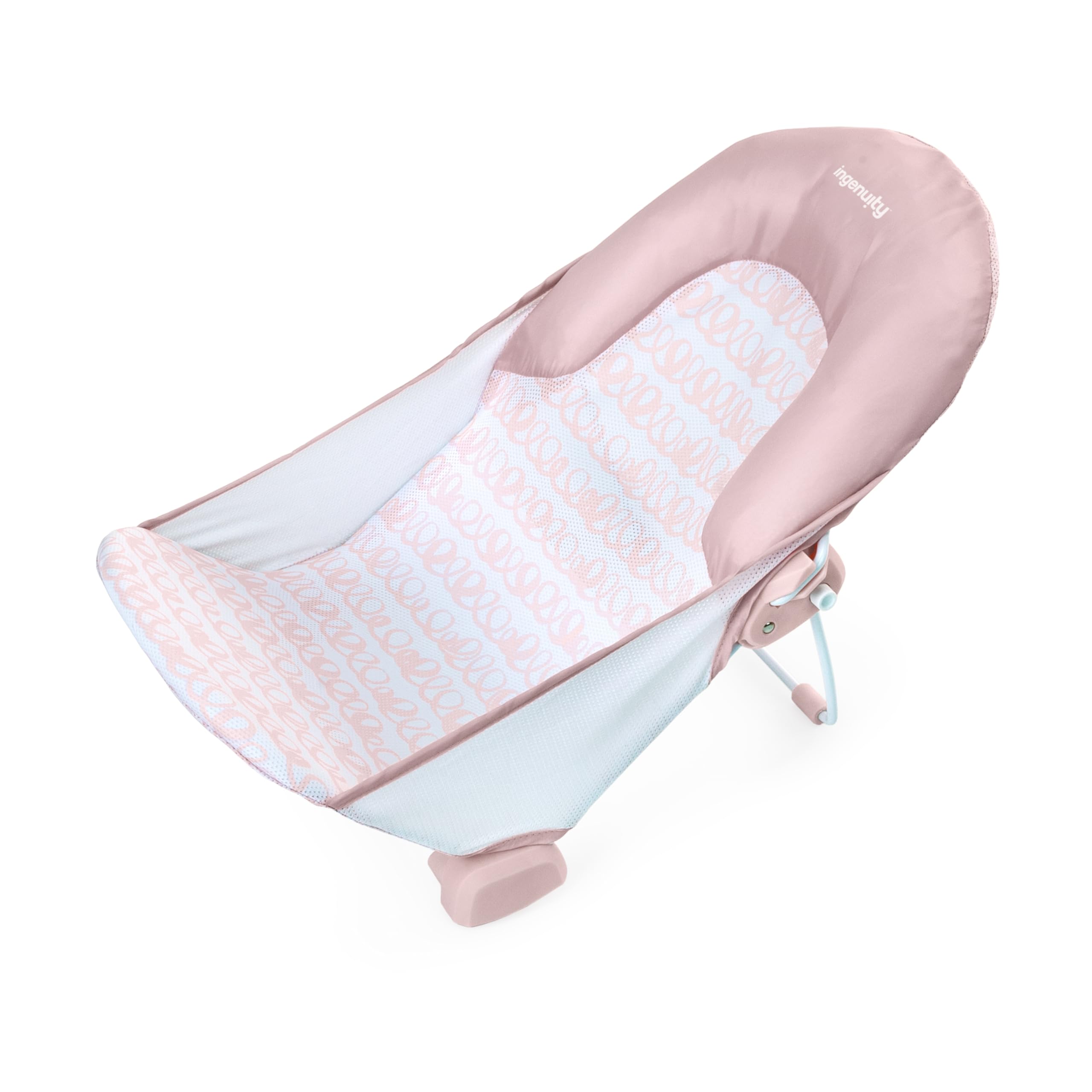 Photo 1 of Ingenuity Foldaway 2-Position Bather, 2-Position Adjustable Support Baby Bath seat for Sink or Bathtub, Ages 0-6 Months, up to 20 pounds, Pink