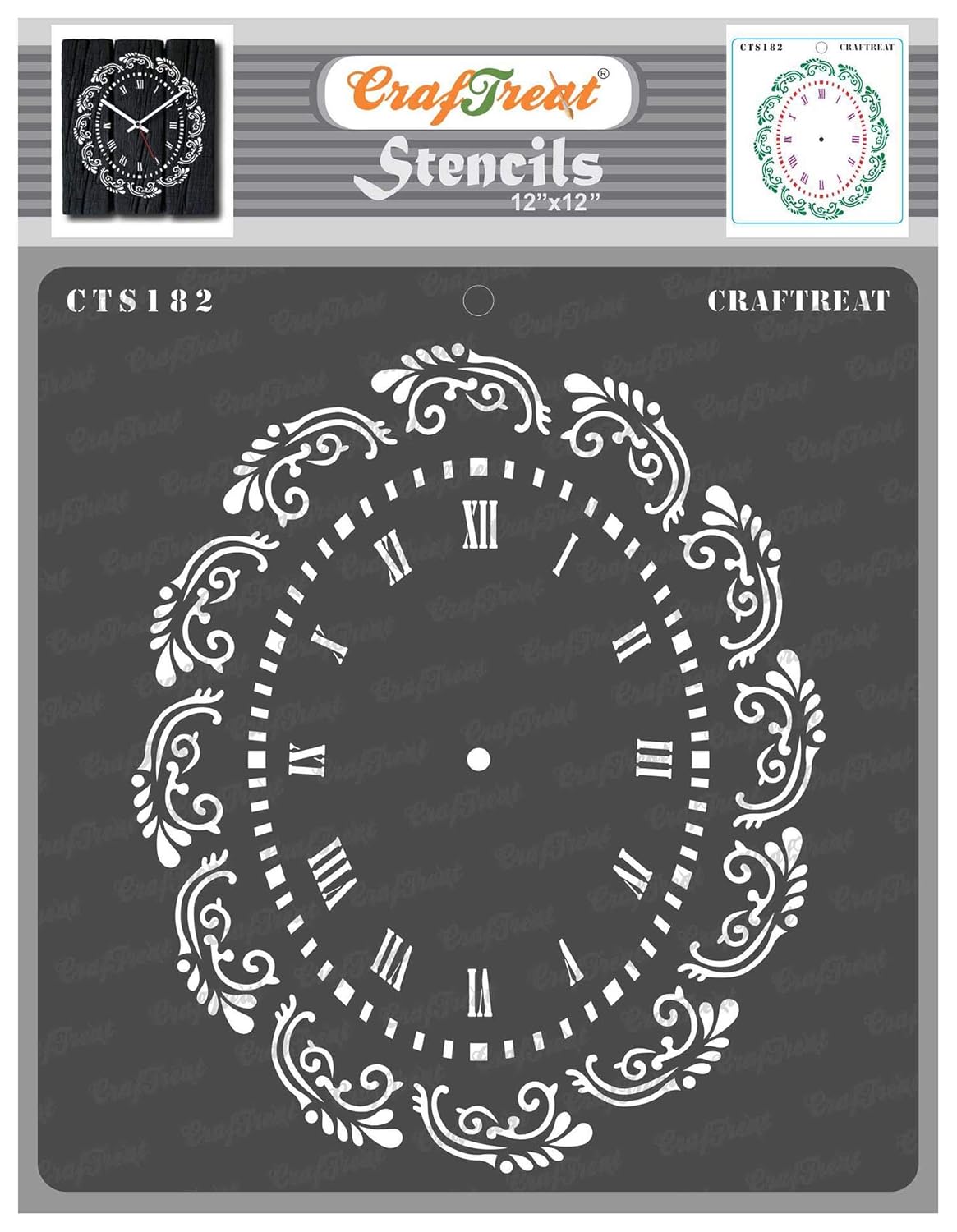 CrafTreat Clock Stencil for Wall Painting Home Oval Doily 12X12