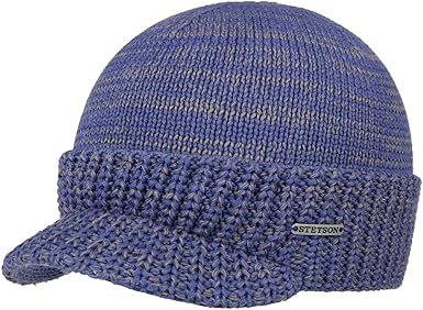 Mens knitted beanie hat with peak Clearance