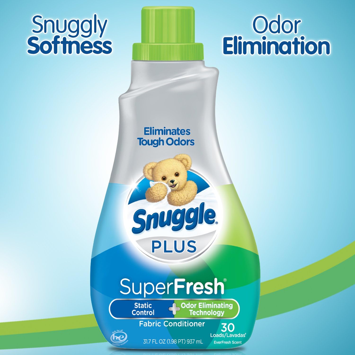 Snuggle Plus Super Fresh Liquid Fabric Softener with Odor Eliminating Technology, 31.7 Fluid Ounces (Packaging May Vary): Health & Personal Care