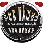 Premium 30/60 Pack Sewing Needles for Hand Sewing Repair with 2 Threaders, 6 Sizes Assorted Large Eye Stitching Needles for Embroidery and Handsewing