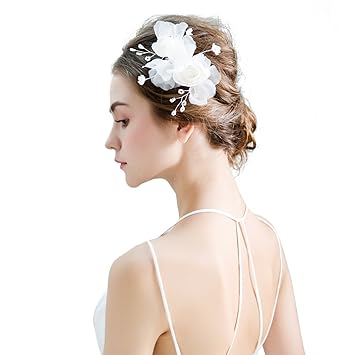 Buy 70ily Handmade White Flower Hair Comb Clip Bridal Wedding Hair