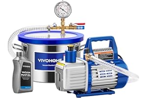 VIVOHOME 1.5 Gallon Vacuum Chamber with Pump, Stainless Steel Vacuum Degassing Chamber Kit with 3.5 CFM 1/4 HP Single Stage Vacuum Pump and Oil