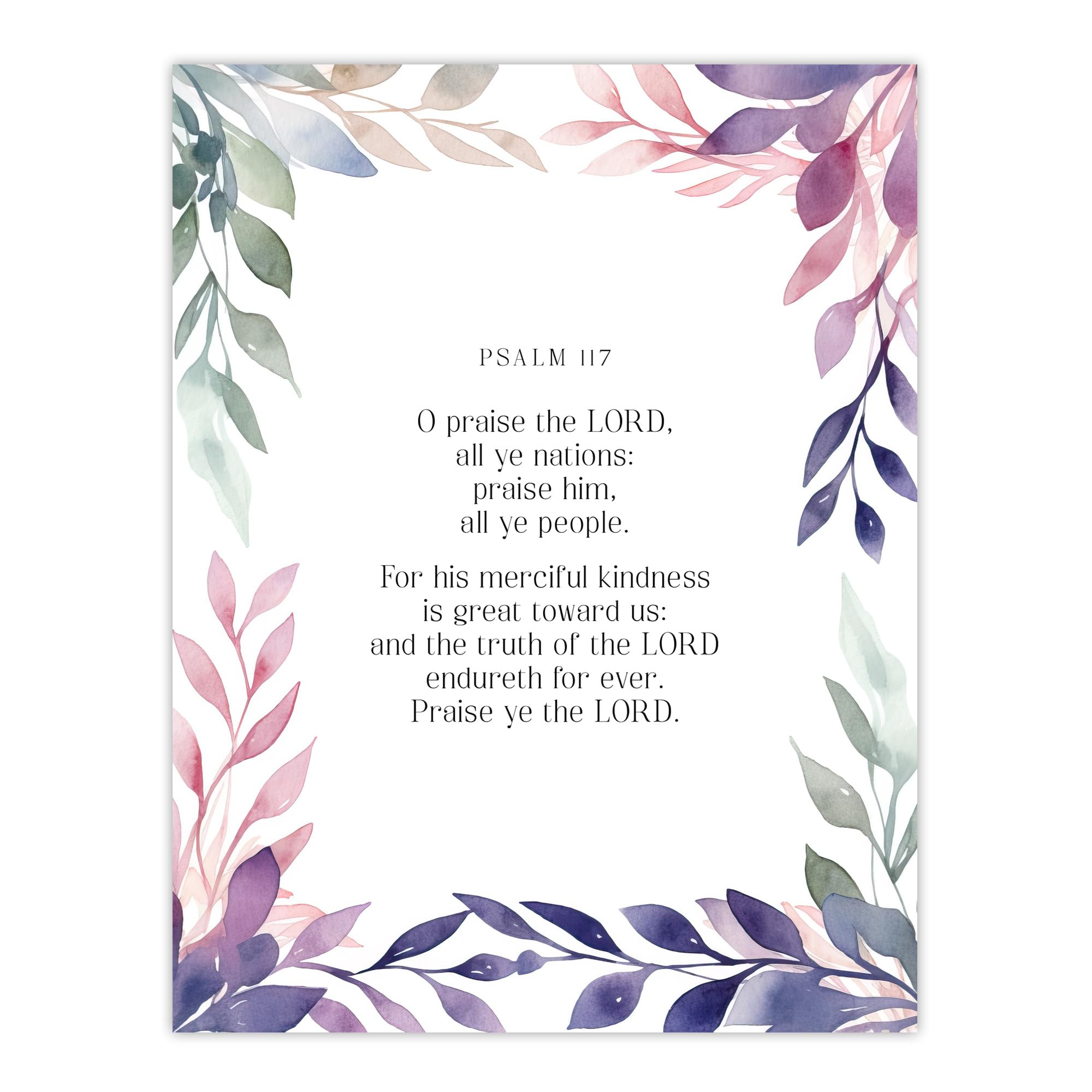 Artery8 Psalm 117 Praise the Lord All You Nations Old Testament Jesus Christ Christian Bible Faith God Quote Revelations Flowers Artwork Extra Large XL Wall Art Poster Print