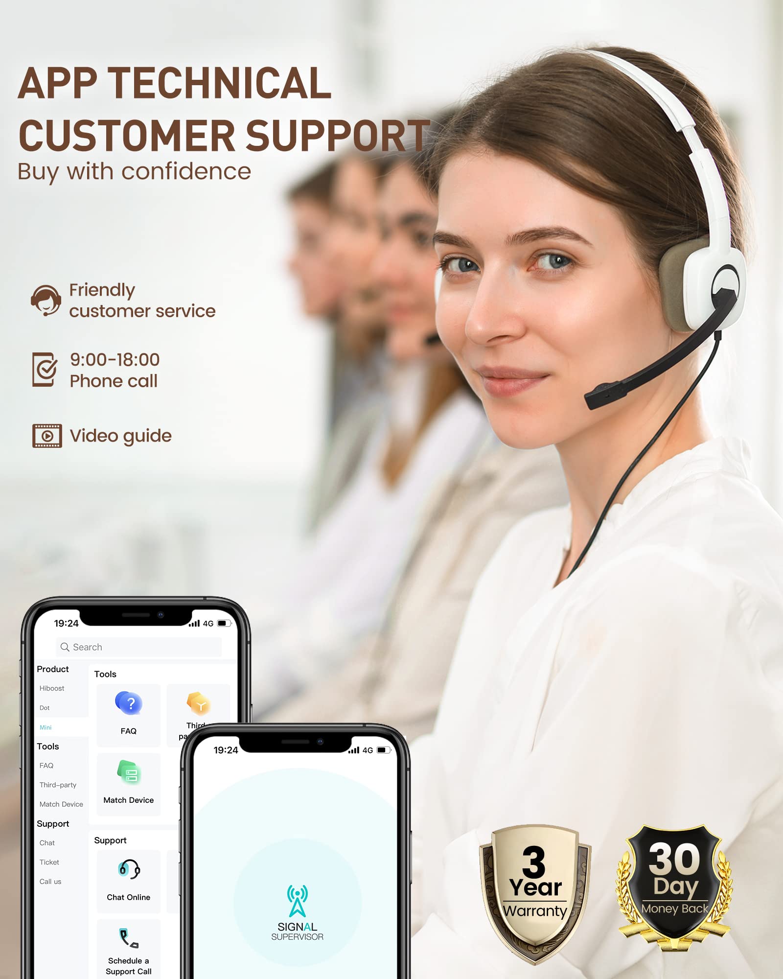 Mini Cell Signal Booster for Verizon, AT&T, T-Mobile| Up to 1500 Sq Ft/One Room| High Power Outdoor Receiving Antenna| 5G/4G/3G LTE| Band 5, 12/17, 13|App Service + Install| FCC Approved