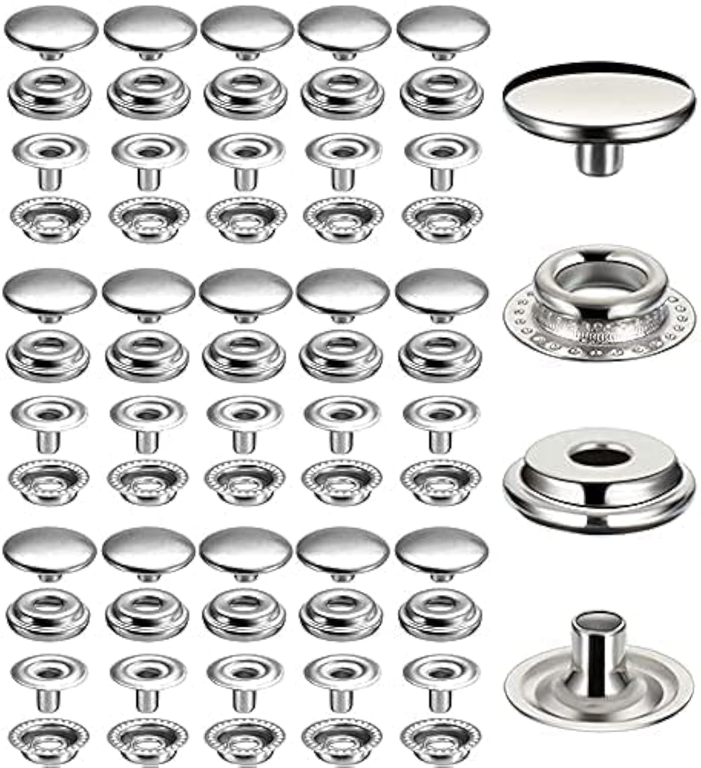 240pcs Snap Fastener Kit, BetterJonny 15mm Heavy Duty Canvas Snap Button Stainless Steel Press Stud Cap for Boat Bag Leather DIY Craft…
