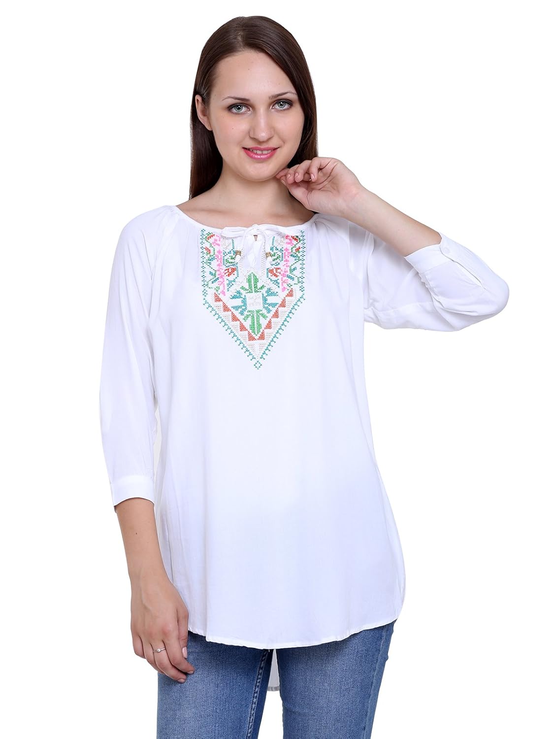 papsara white rayon women long top