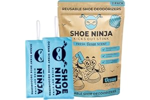 ELLIS HARPER Shoe Ninja Shoe Deodorizer - Shoe Odor Elimination with Activated Charcoal, Versatile and Reusable Shoe Smell Remover, Boxing Glove Deodorizer, and Shoe Freshener, Great for Sports - 1 Pack Count of 2