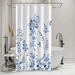 AWERT Small Half Size Stall Shower Curtain with 6