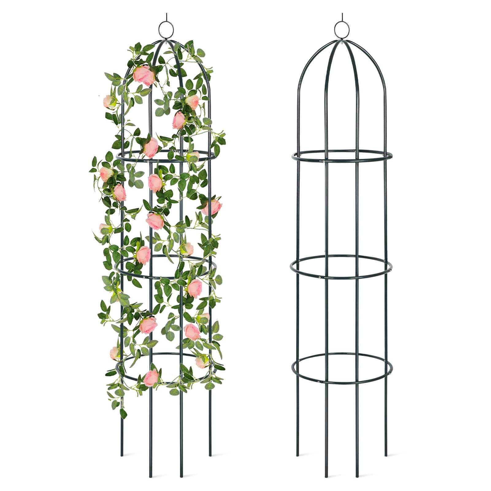 Photo 1 of CEED4U 6.3ft Metal Garden Trellis, Tall Garden Tower Obelisk Trellis for Climbing Plants Outdoor Indoor, Plant Support Flower Stand for Rose Vine Clematis Jasmine