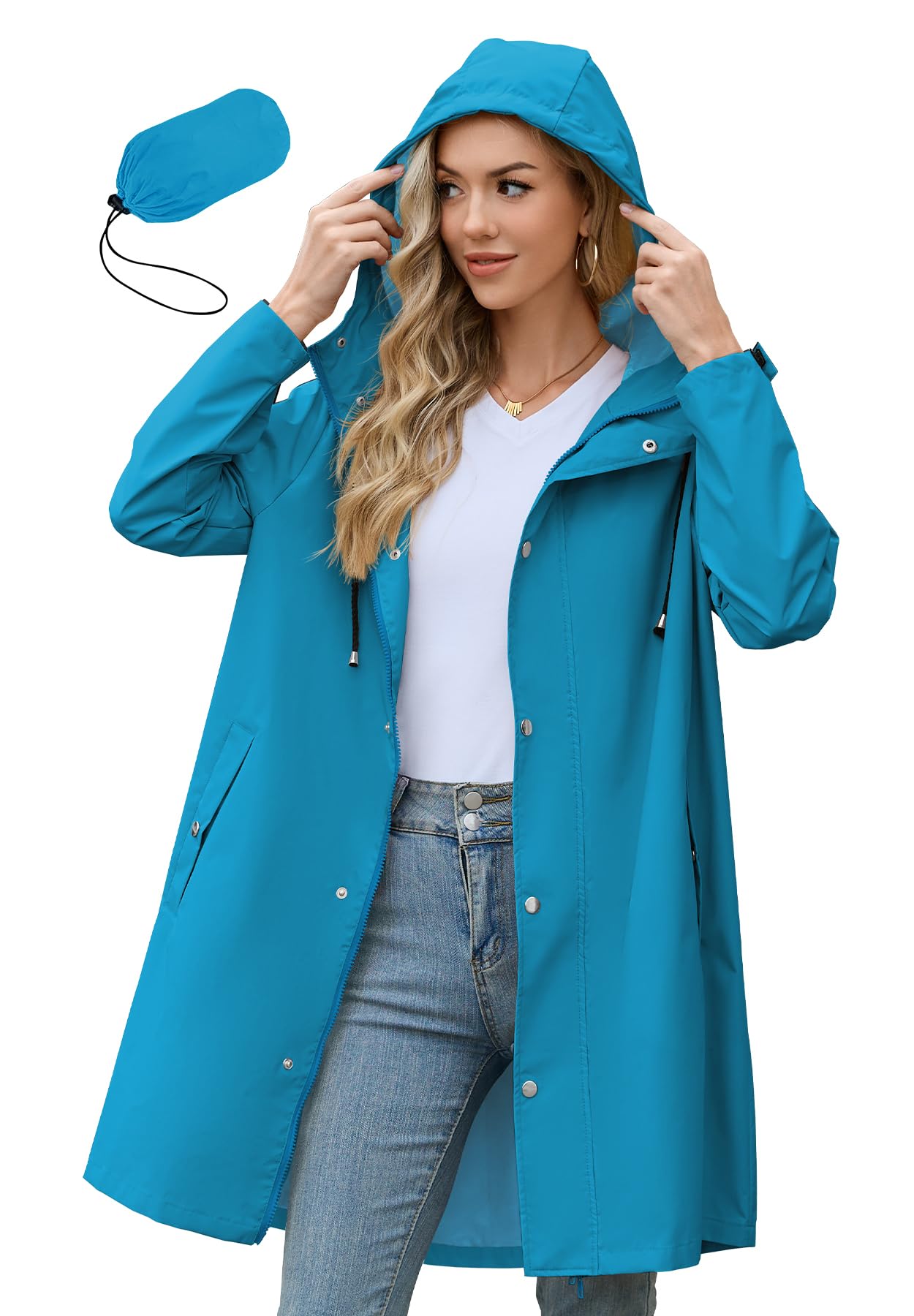 Zando Womens Rain Jacket with Hood - Travel Rain