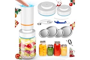 Golahead Mason Jar Vacuum Sealer Kit, Electric Mason Jar Vacuum Sealer with 4 Jar Lids and Lid Opener, Best Food Storage Tools Electric Mason Jar Sealer for Wide Mouth and Regular Mouth Mason Jars