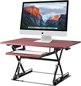 Halte Preassembled Height Adjustable Desk Sit/Stand Elevating Desktop with Built-in Cable Management and Optional Keyboard Tray - Black - New Version (Cherry ED-257)