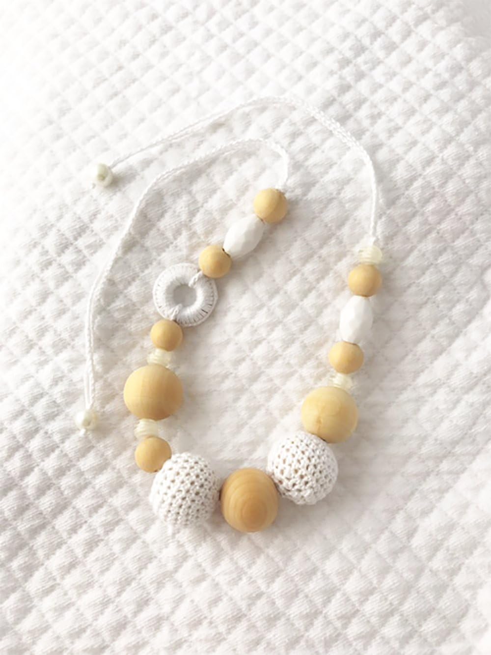 Breastfeeding Necklace nursing | Pacifier chain With beads | Wood and crochet | ilnodocreativo