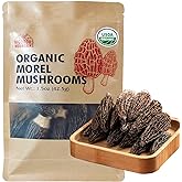 VIGOROUS MOUNTAINS Organic Dried Morel Mushrooms for Cooking 1.5oz | Intact Shapes, Short Stems with Rich Aroma Premium Dry Morels